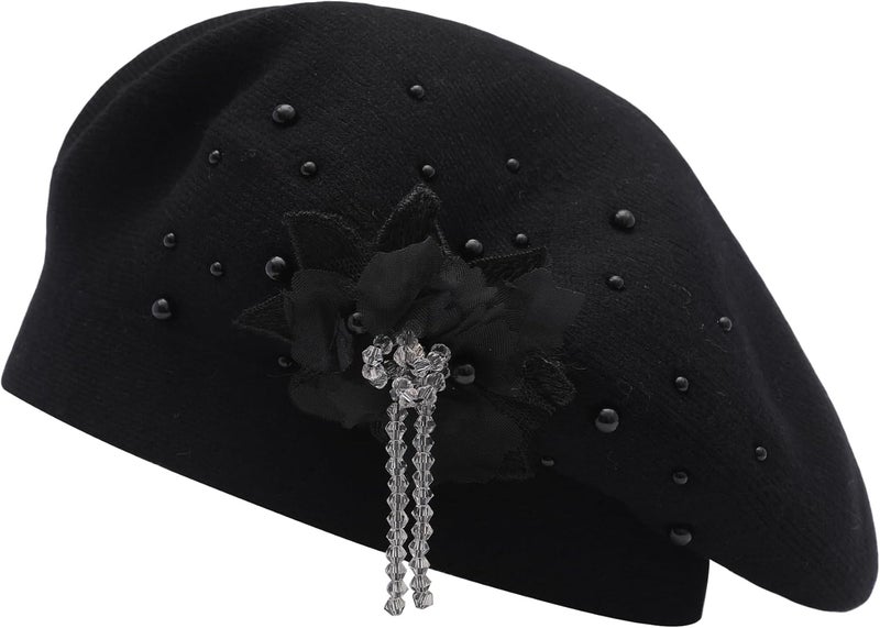 ZLYC Womens French Beret hat, Reversible Solid Color Mosaic Warm Beret Cap for Girls - Image 1
